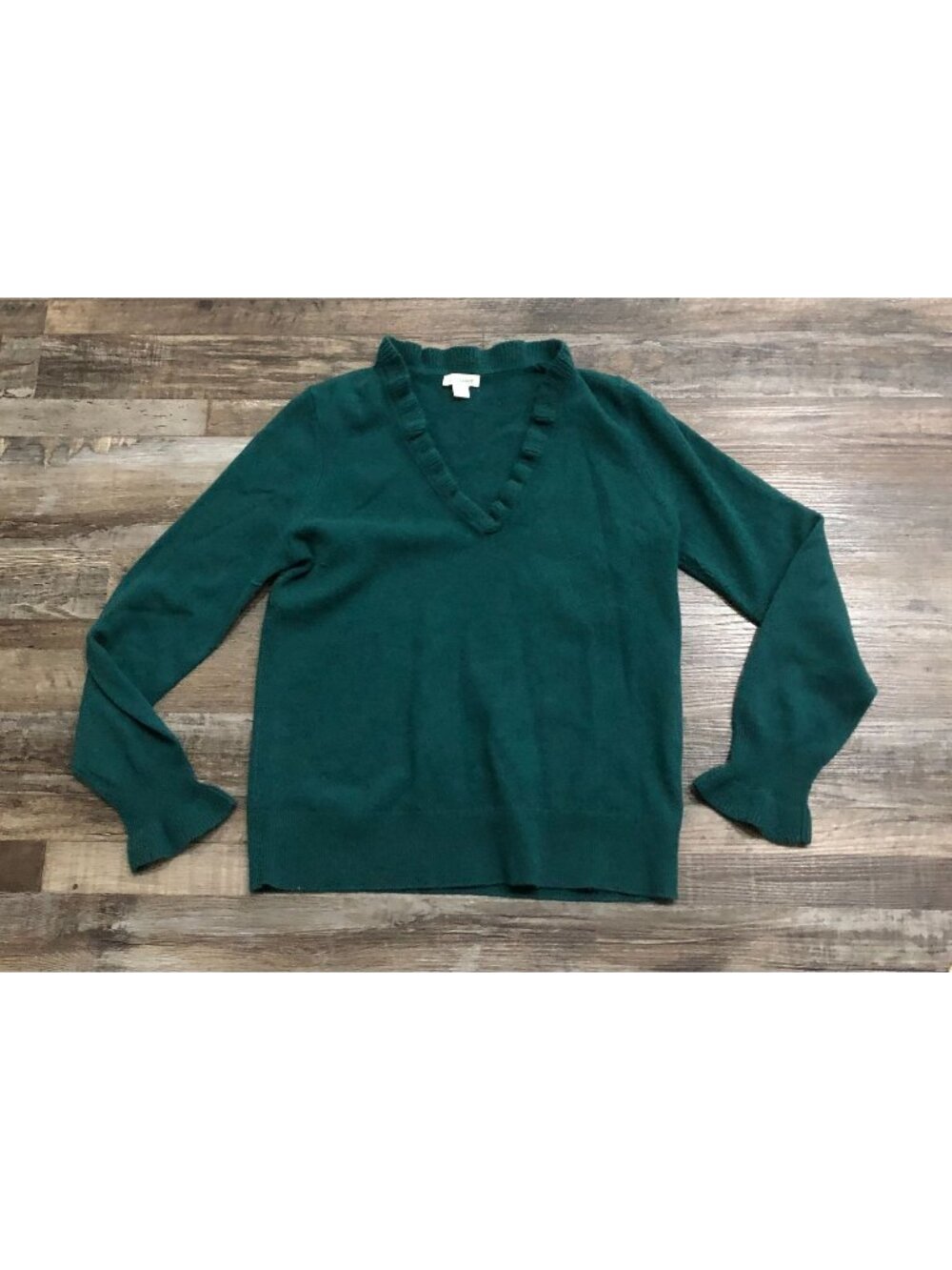 Sundance Womens Small Green V Neck Long Sleeve Cashmere Sweater